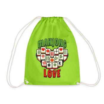 Mahjong Game Social Club Love Mahjong - Drawstring Bag - neon green - Front