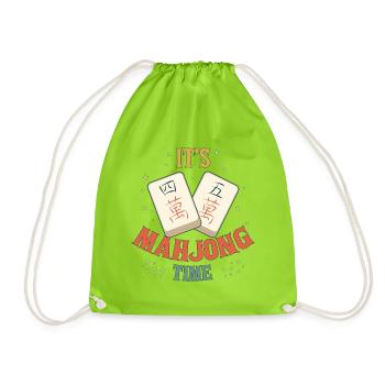 Mahjong-Spiel-Sozialclub Es ist Mahjong-Zeit - Turnbeutel - Neongrün - Vorne