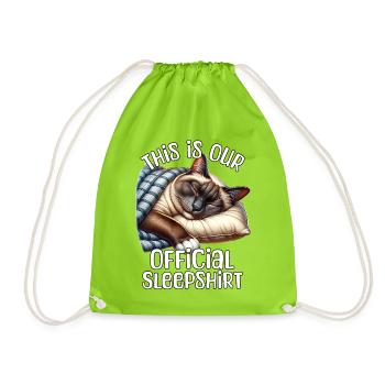 Siamkatze Schlafshirt - Turnbeutel - Neongrün - Vorne