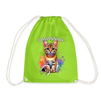 Savannah Cat Mädchen Savannah Katze - Turnbeutel - Neongrün - Vorne