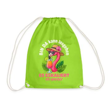 Flamingo Party Es Eskaliert eh wieder Mädelsabend - Turnbeutel - Neongrün - Vorne