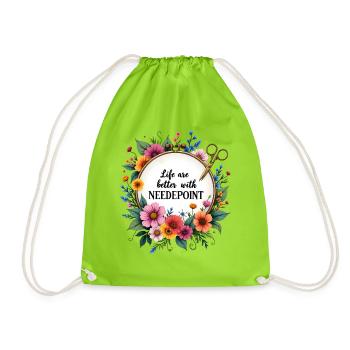 Life Are Better with Needlepoint - Turnbeutel - Neongrün - Vorne