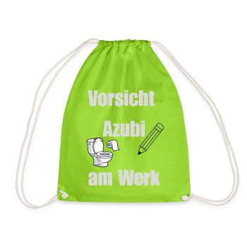 Vorsicht Azubi am Werk / Lustiges Azubi Design  - Turnbeutel - Neongrün - Vorne