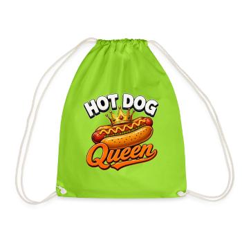 Hot Dog Queen Crown Street Food Lover - Drawstring Bag - neon green - Front