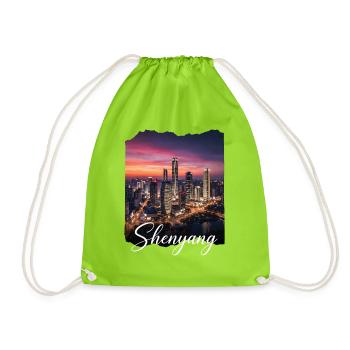 Shenyang Night City Skyline - Drawstring Bag - neon green - Front