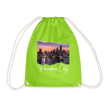 Panama City Skyline Sunset - Drawstring Bag - neon green - Front