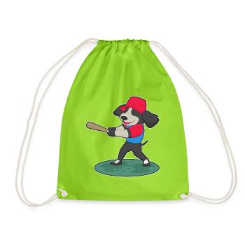 Hund Baseball Baseballschläger - Turnbeutel - Neongrün - Vorne