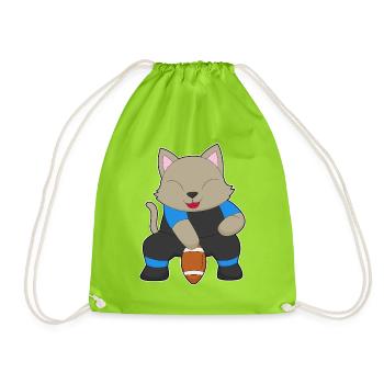 Cat American Football - Drawstring Bag - neon green - Front