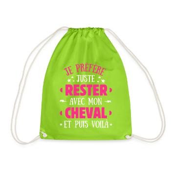 Je préfère juste rester avec Mon Cheval  - Sac de sport léger - vert néon - Devant