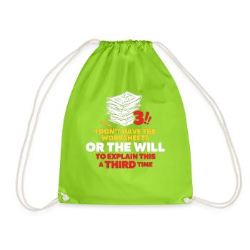 Stacks of Papers Sarcastic Quote - Drawstring Bag - neon green - Front