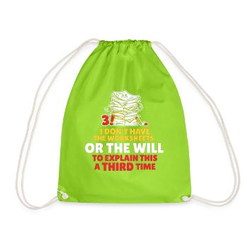 Stacked Worksheets Defiance - Drawstring Bag - neon green - Front