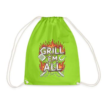 Restaurant Chef Grill 'Em All Professional Chef - Drawstring Bag - neon green - Front