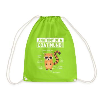 Anatomy of a coati - Drawstring Bag - neon green - Front