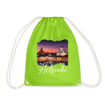 Helsinki Abendlicht Skyline - Turnbeutel - Neongrün - Vorne