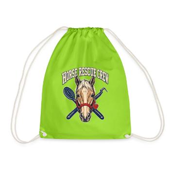 Horse Rescue Crew Volunteer, Second Chance Horse G - Drawstring Bag - neon green - Front