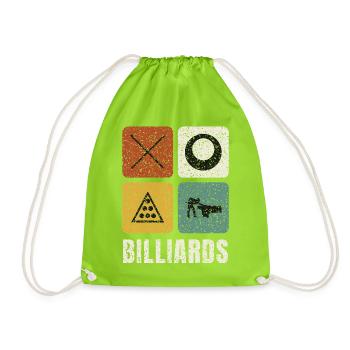 Billiards Vintage Panels - Drawstring Bag - neon green - Front