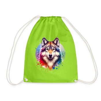 Motif du chien-loup - Sac de sport léger - vert néon - Devant