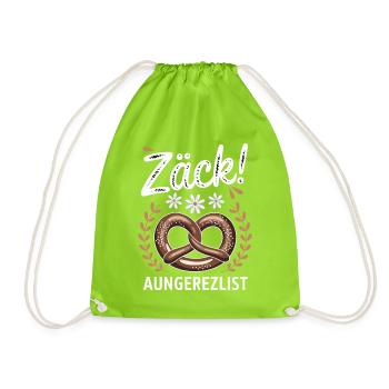 Zäck! Brezel mit Blumen im rustikalen Retro-Look - Turnbeutel - Neongrün - Vorne