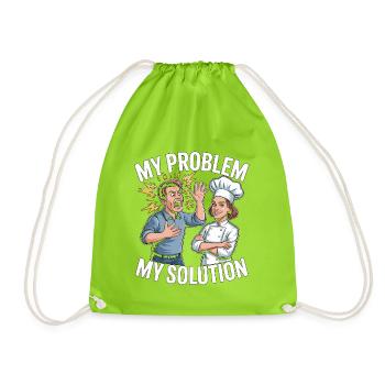 Restaurant Chef My Problem My Pictogram Mom Dad - Drawstring Bag - neon green - Front