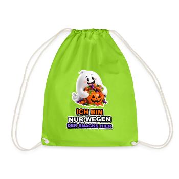 Geist Nur Wegen Der Snacks Hier Halloween Spruch - Turnbeutel - Neongrün - Vorne