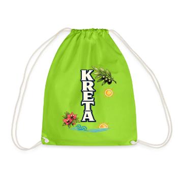 Fêtes en Crète avec un motif rameau d’olivier et mer - Sac de sport léger - vert néon - Devant