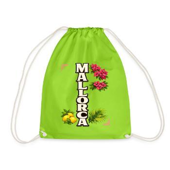 Mallorca Blumen & Zitronen mediterraner Urlaub - Turnbeutel - Neongrün - Vorne