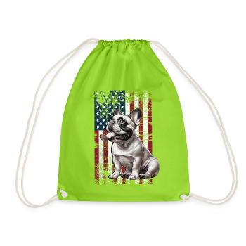 French Bulldog US Französische Bulldogge - Turnbeutel - Neongrün - Vorne