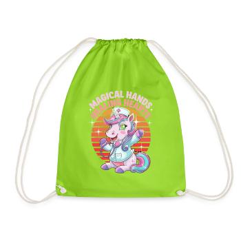  Magical Hands Healing Hearts Einhorn - Turnbeutel - Neongrün - Vorne