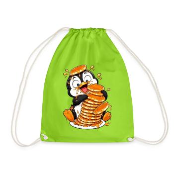 Dessin animé drôle de sirop de pancakes de pingouins - Sac de sport léger - vert néon - Devant
