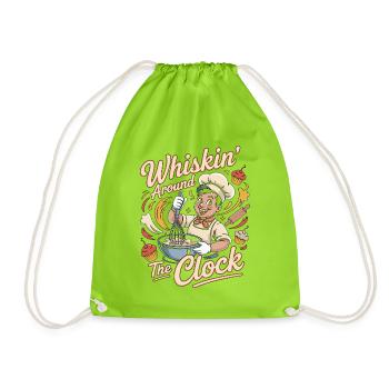 Pastry Chef Whiskin' Around The Clock Bakery Chef - Drawstring Bag - neon green - Front