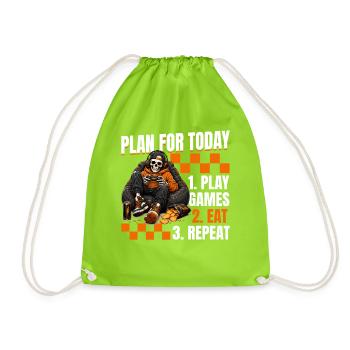 Skeleton Gamer Gaming Halloween - Drawstring Bag - neon green - Front