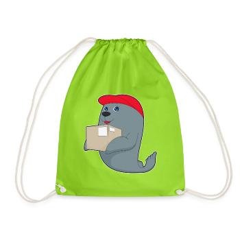 Seehund Karton - Turnbeutel - Neongrün - Vorne