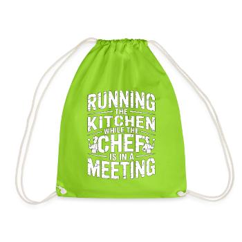 Sous Chef Running The Kitchen While Culinary Arts - Turnbeutel - Neongrün - Vorne
