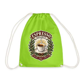Espresso Society – Piccolo, Forte, Perfetto - Turnbeutel - Neongrün - Vorne