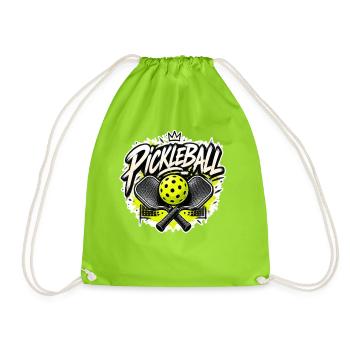 Pickleball Neon Yellow Splatter Crowned Script Art - Turnbeutel - Neongrün - Vorne