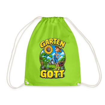 Garten Gott – Funny Gardener Gardening - Turnbeutel - Neongrün - Vorne