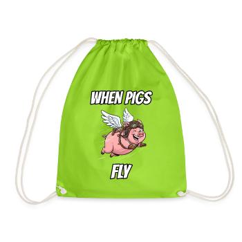 Wenn Schweine fliegen – lustige, wörtliche Idiom-Zeichentrickserie - Turnbeutel - Neongrün - Vorne