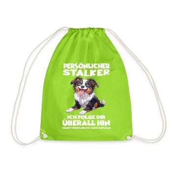 Persönlicher Stalker Border Collie Hundehalter  - Turnbeutel - Neongrün - Vorne