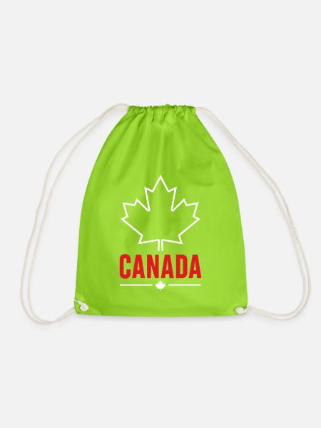 Red Maple Leaf Canada Logo Tee - Turnbeutel - Neongrün
