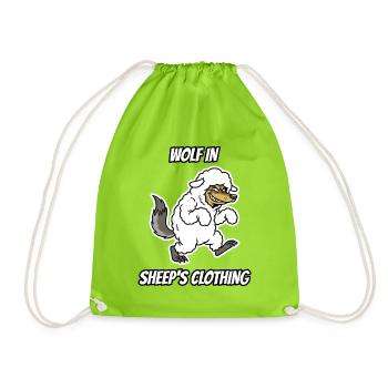Wolf im Schafspelz – Lustige Idiom-Zeichentrickserie - Turnbeutel - Neongrün - Vorne