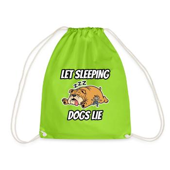 Let Sleeping Dogs Lie – lustige Idiom-Zeichentrickserie - Turnbeutel - Neongrün - Vorne