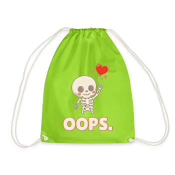 Herzballon-Skelett OOPS - Turnbeutel - Neongrün - Vorne