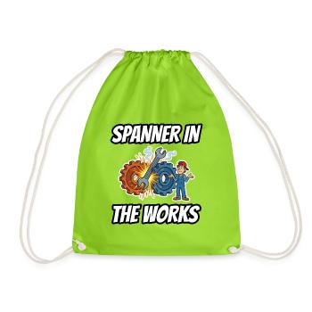 Spanner in the Works – lustige, wörtliche Idiom-Zeichentrickserie - Turnbeutel - Neongrün - Vorne