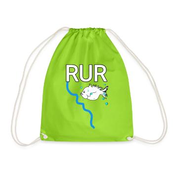 Der reissende Fluss Rur Lebendiger Fluss mit Fisch - Turnbeutel - Neongrün - Vorne
