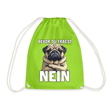 Humorvolle Geschenkidee für Mops Hundehalter Mops - Turnbeutel - Neongrün - Vorne