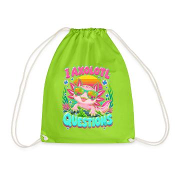 Axolotl am Strand mit Sonnenbrille - Turnbeutel - Neongrün - Vorne