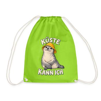 Küste kann ich Robbe mit Südwester - Turnbeutel - Neongrün - Vorne