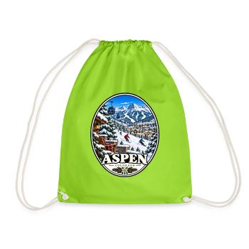 Aspen Colorado Berge Herbst Urlaub Vintage - Turnbeutel - Neongrün - Vorne