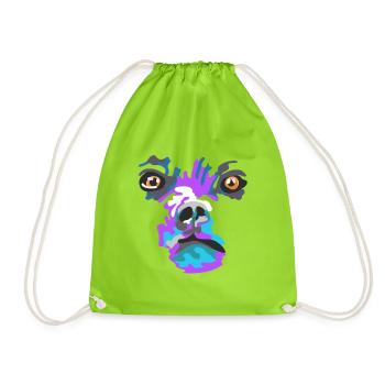 Bunte Hund Gesichtskunst Farbsplash - Turnbeutel - Neongrün - Vorne