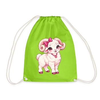 Kawaii Dall Dickhorn-Schaf - Turnbeutel - Neongrün - Vorne